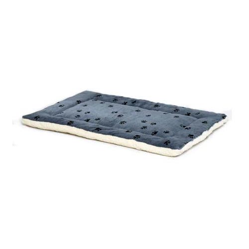 Midwest Quiet Time Reversible Fleece Paw Print Dog Mat Blue / White 17 x 11 For Pet With Love