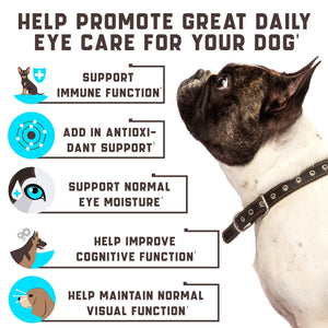 Kinpur Pet Care Dog Vision Supplement for Tear Stains, Dog Eye Care, Immune Support  180 Soft Chews with Duck Flavor