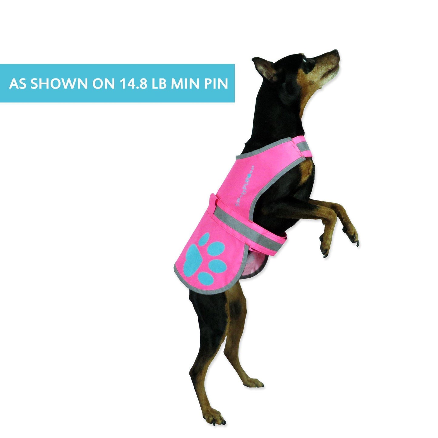 SafetyPUP XD Urban Dog Reflective Vest - XSMALL - Pink - Fits Dogs 14lbs - 22 lbs For Pet With Love