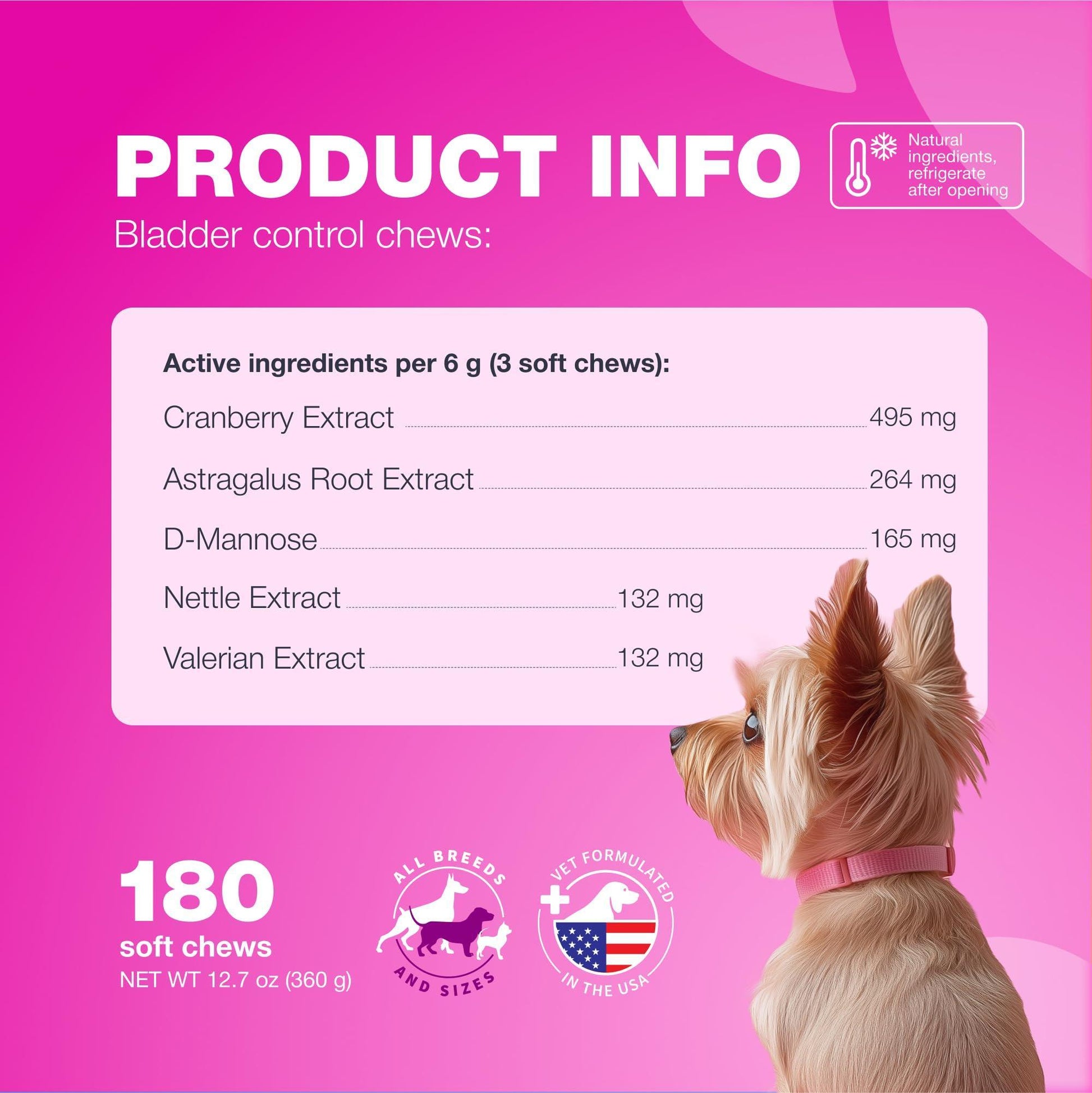 CHEWIA Dog Cranberry UTI Treatment Supplement for Bladder & Kidney Health 180 Chews For Pet With Love