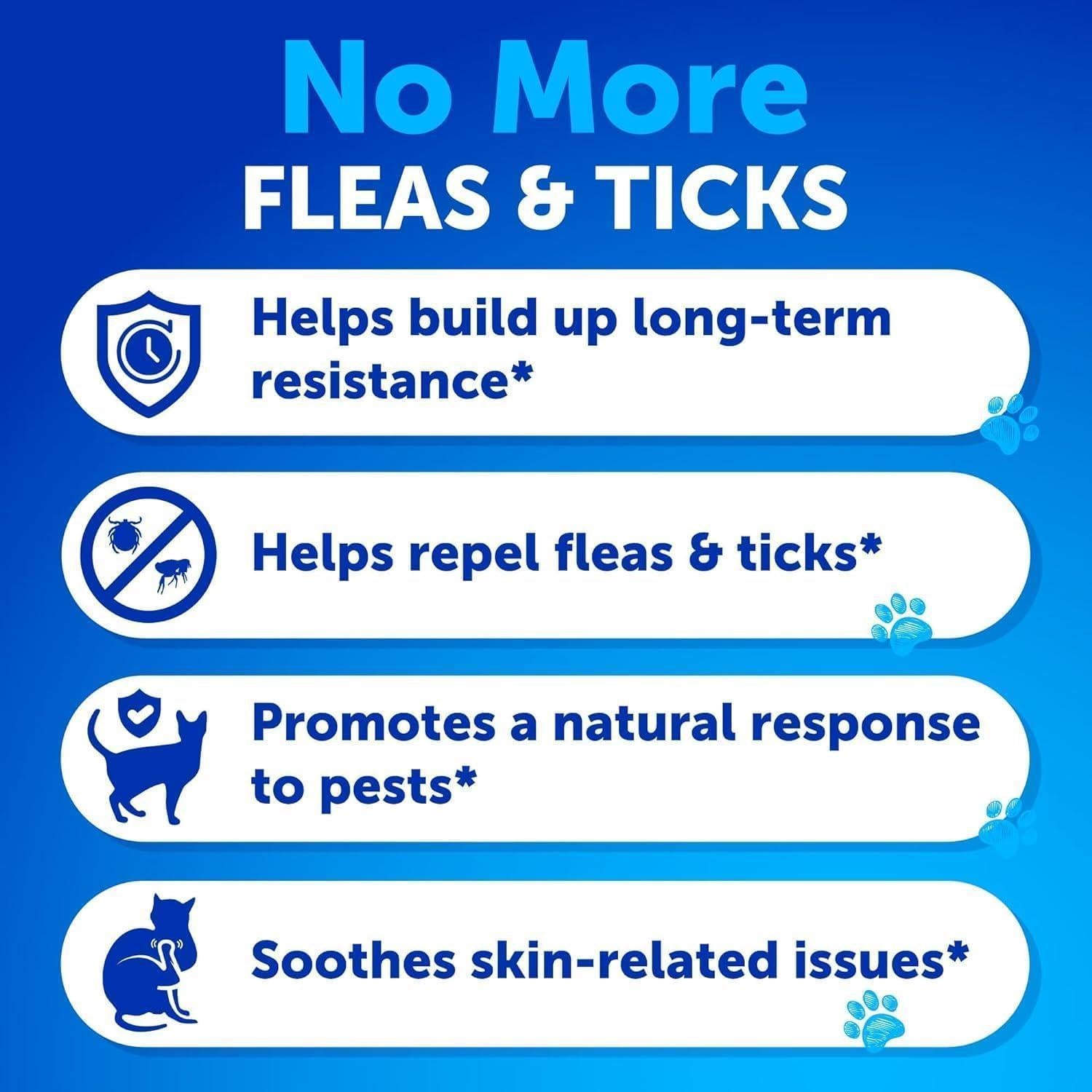 ARTULLANO Natural Flea and Tick Prevention Supplement for Cats. Chewable Daily Oral Pills with Vitamins (135 Soft Chews) Made in USA For Pet With Love