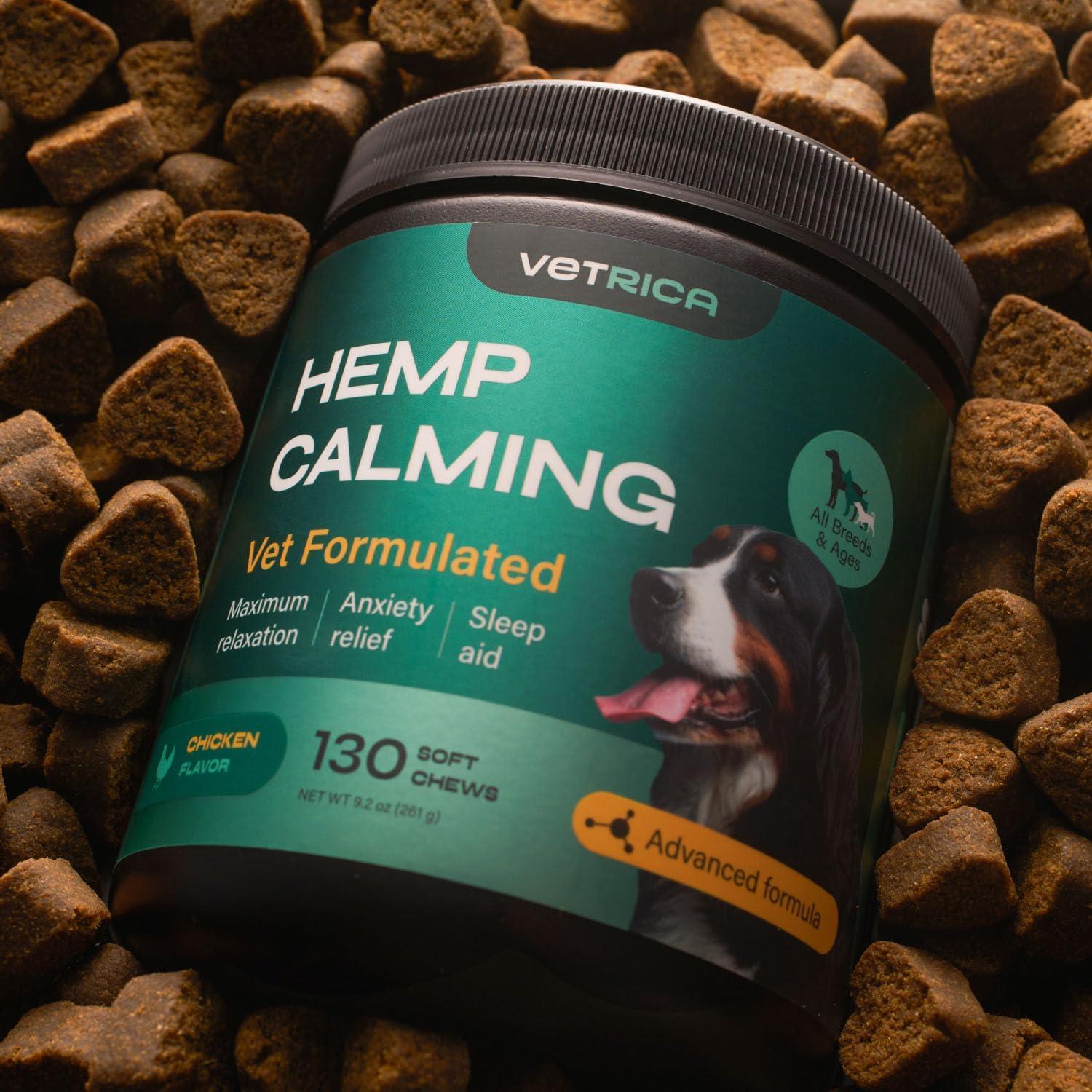 VETRICA Hemp Calming Anxiety Relief Chews for Dogs 130 Chews For Pet With Love