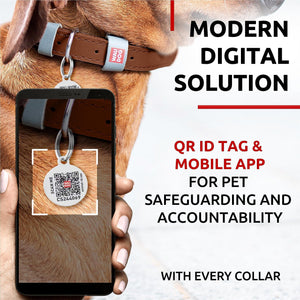 WAUDOG Long Lasting Leather Dog Collar for Large Dogs Medium & Small Dogs   Adjustable Classic Puppy Collars for Large Breed Dogs   Boy & Girl Dog Collars with Durable Buckle D Ring & QR Dog Tag