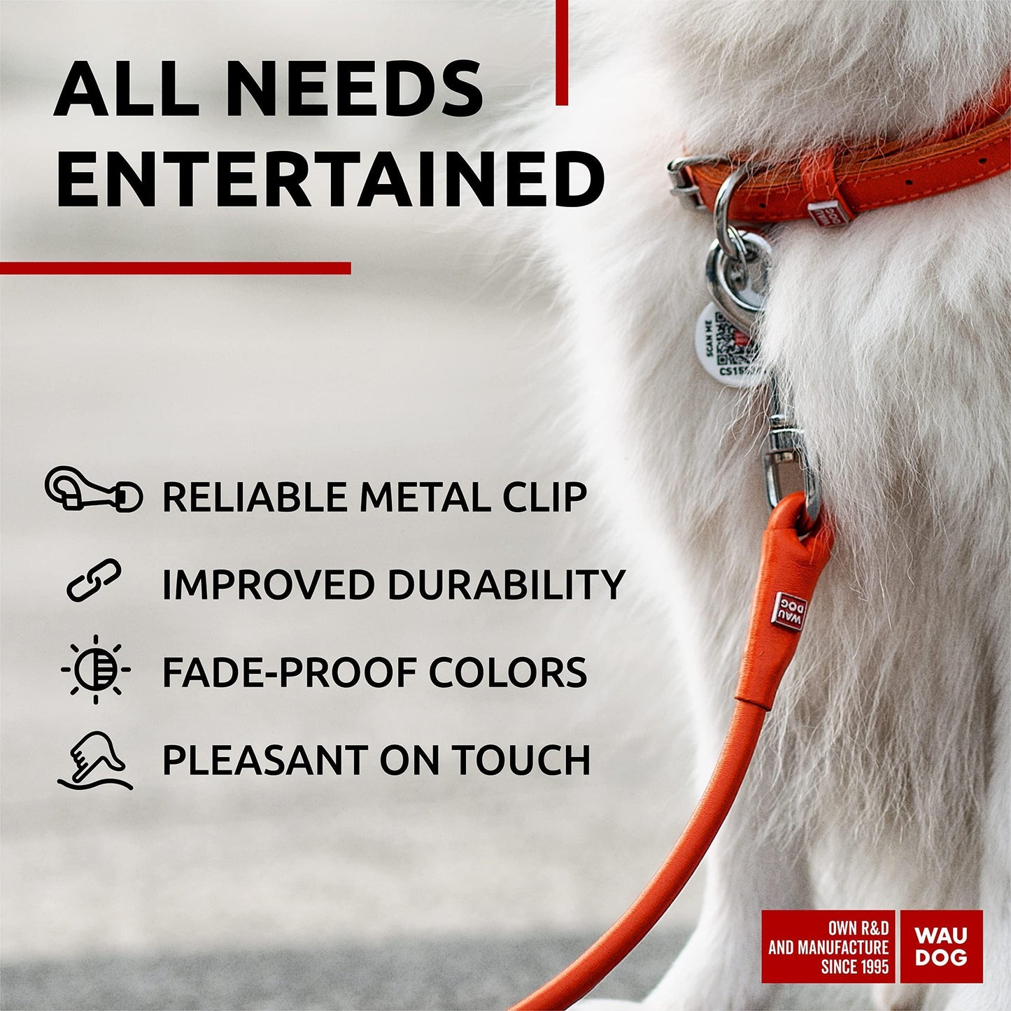 Rolled Leather Dog Leash 4Ft * 0.3 in for Small Medium and Large Dogs   Heavy For Pet With Love