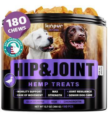 Kinpur Pet Care Hemp Joint Supplement for Dogs w/Glucosamine 180 Ct For Pet With Love