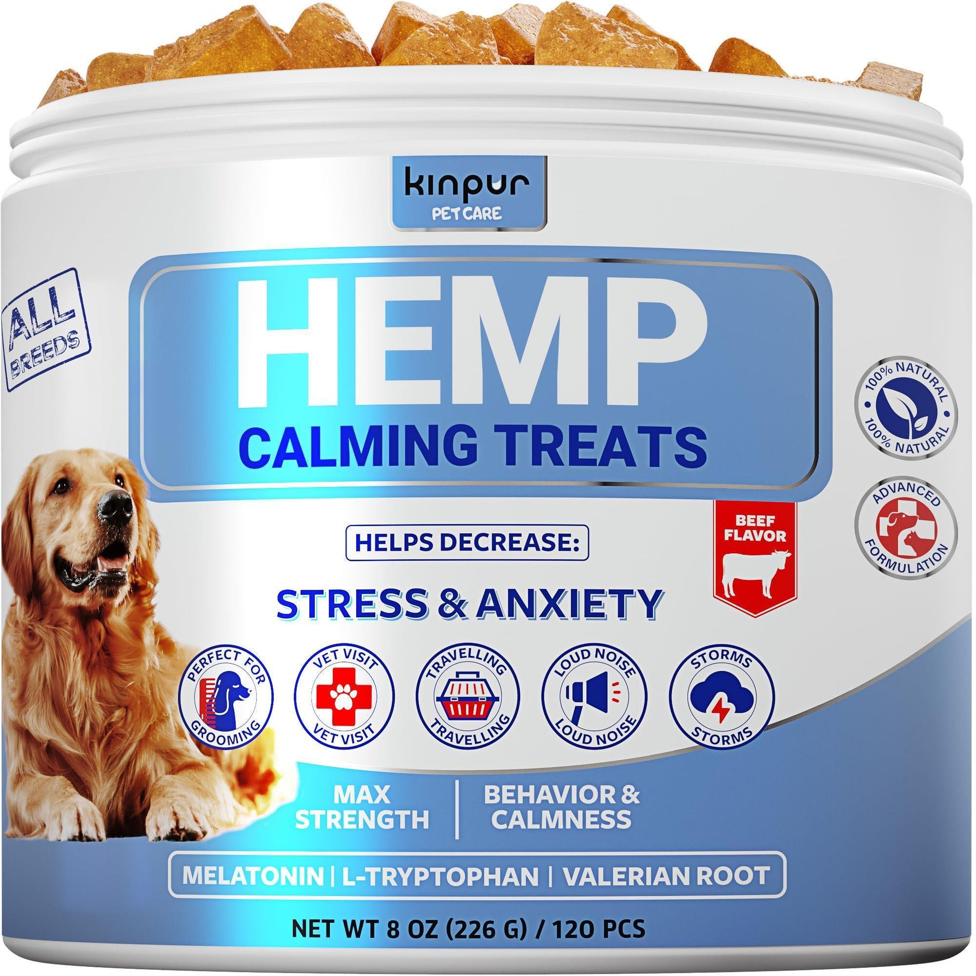 Kinpur Pet Care Calming Chews for Dogs   Hip and Joint Health   Aid During For Pet With Love