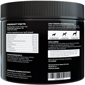 Kinpur Pet Care Calming Chews for Dogs with Hemp Oil 180 Chews