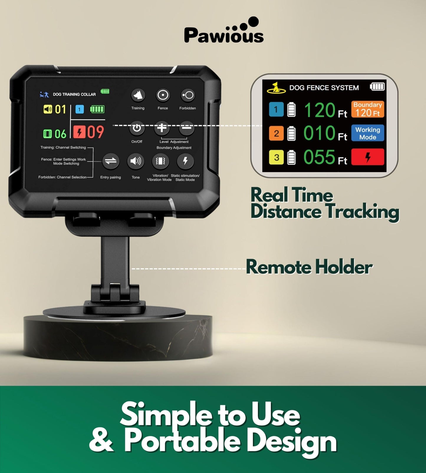 PAWIOUS High Precision Wireless Containment System for Up to 1 Acre for Medium to Large Dogs 6" to 23" Neck For Pet With Love