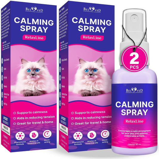 Beloved Pets RelaxLine Calming Pheromone Spray & Scratch Repellent for Cats. 100 ml (2 pack)