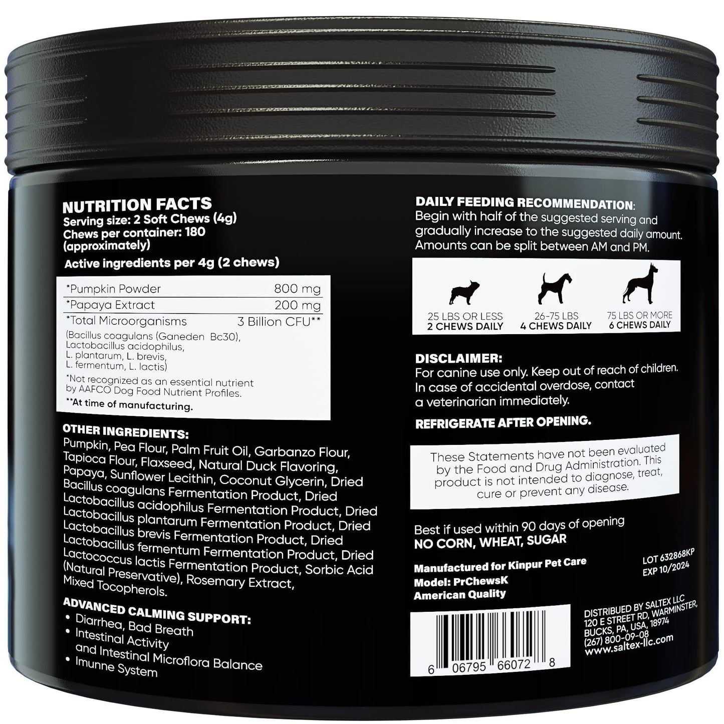Kinpur Pet Care Probiotic Treats for Dogs 180 Chews For Pet With Love