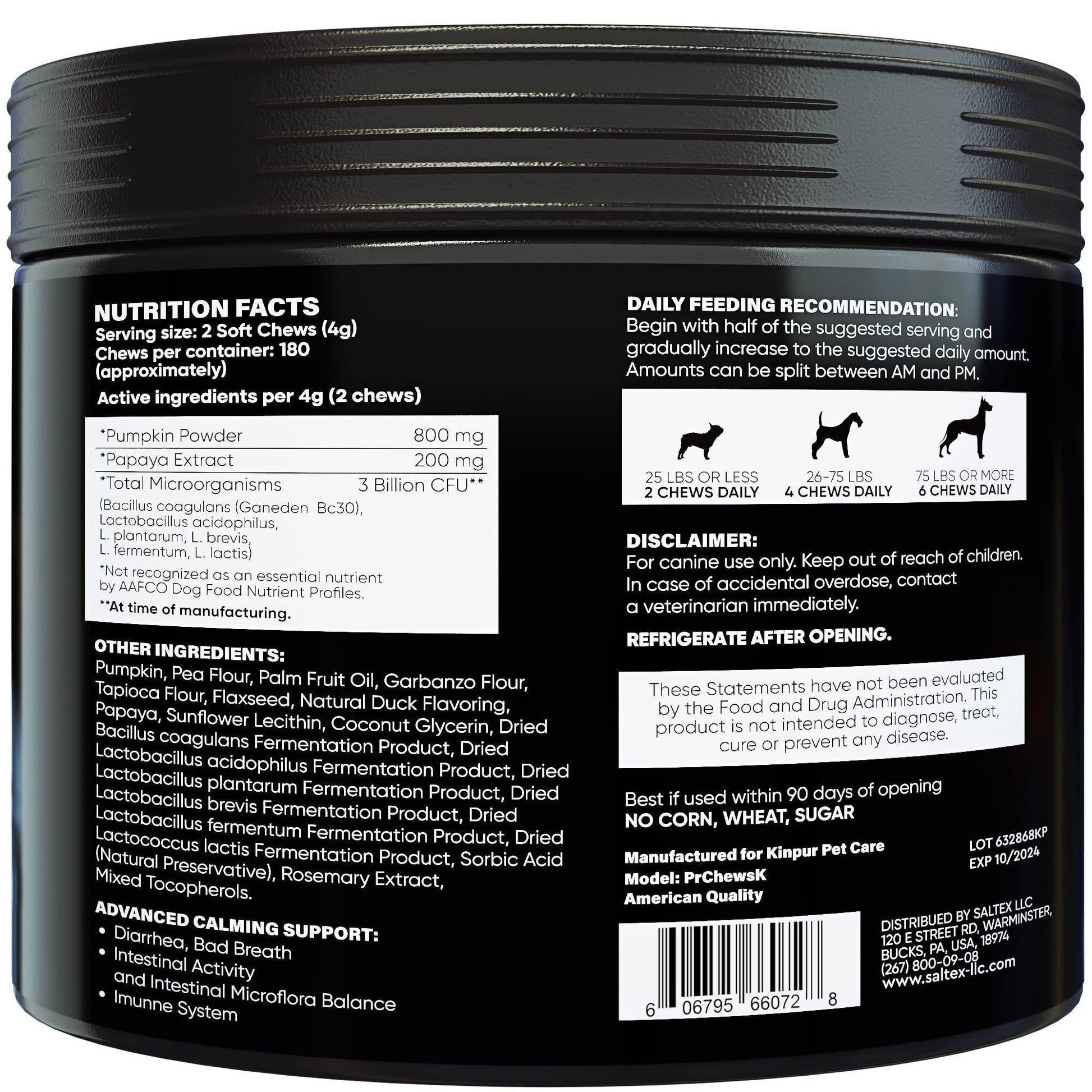 Kinpur Pet Care Probiotic Treats for Dogs 180 Chews For Pet With Love