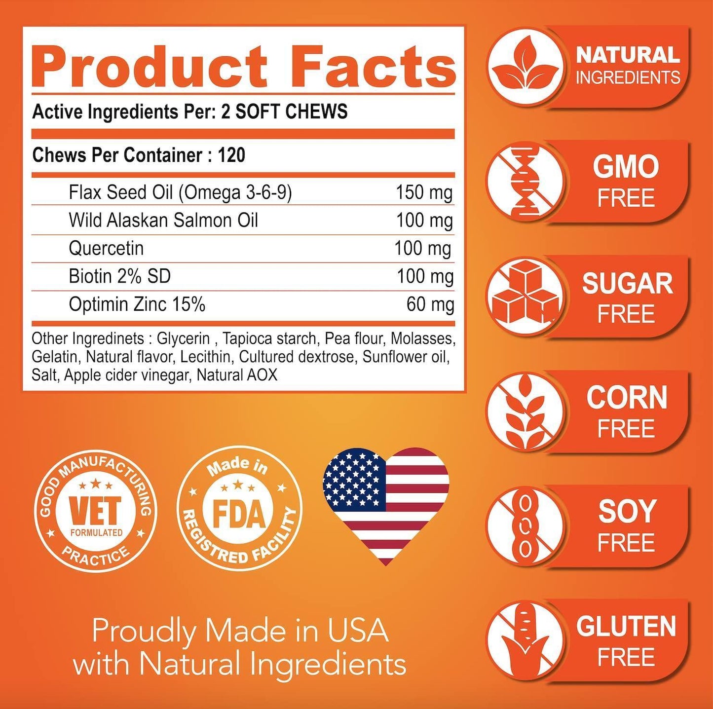 Omega-3 for Dogs - Dog Skin and Coat Supplement - Dog Chews with Fish Oil For Pet With Love