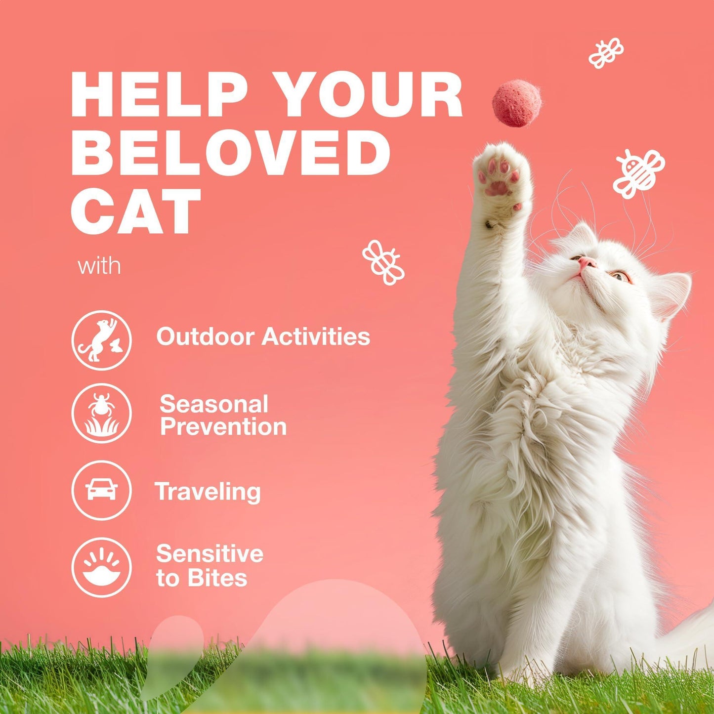 CHEWIA Daily Oral Cat Flea and Tick Treatment Chews for Cats. Natural Chicken Flavor  For All Breeds & Ages. 140 Chews