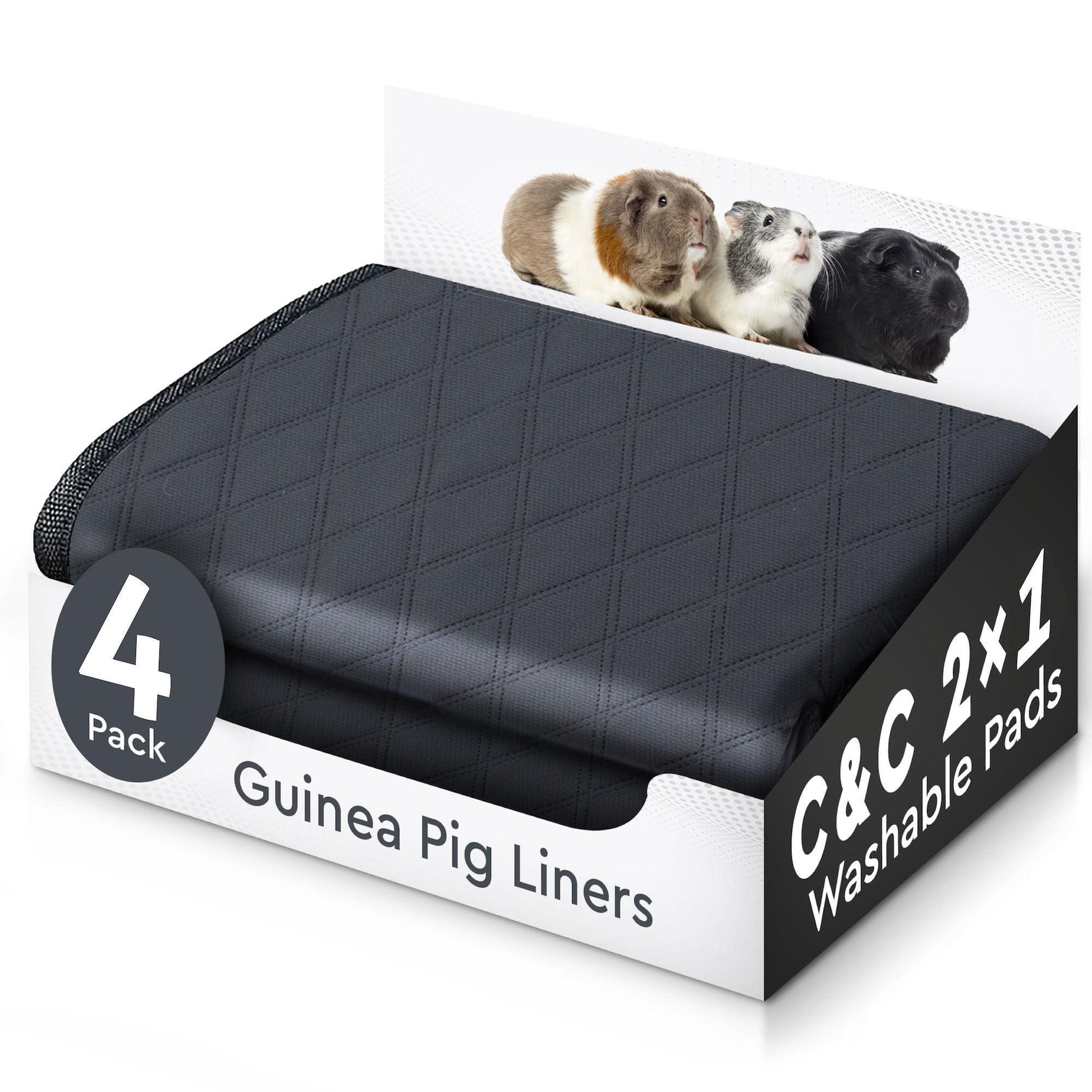 LUFTPETS Washable Small Animal Cage Liners for C&C 2'x1' (29x 15 ) Habitats. Easy to Clean, Absorbent, Waterproof & Non Slip. 4-Pack. For Pet With Love