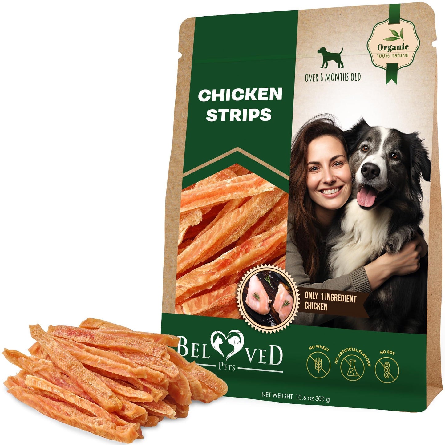 Beloved Pets Chicken Jerky Strips Dog Treats 10.6 Oz For Pet With Love