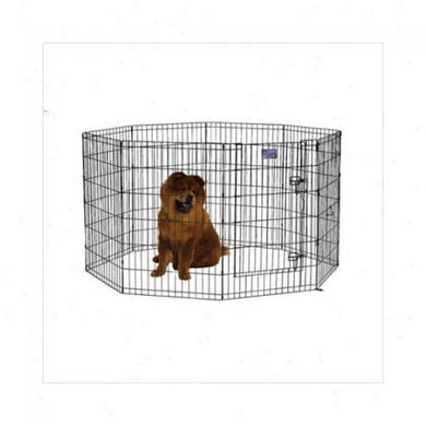 Midwest Black E-Coat Pet Exercise Pen with Walk-Thru Door 8 Panels Black 24 x 36