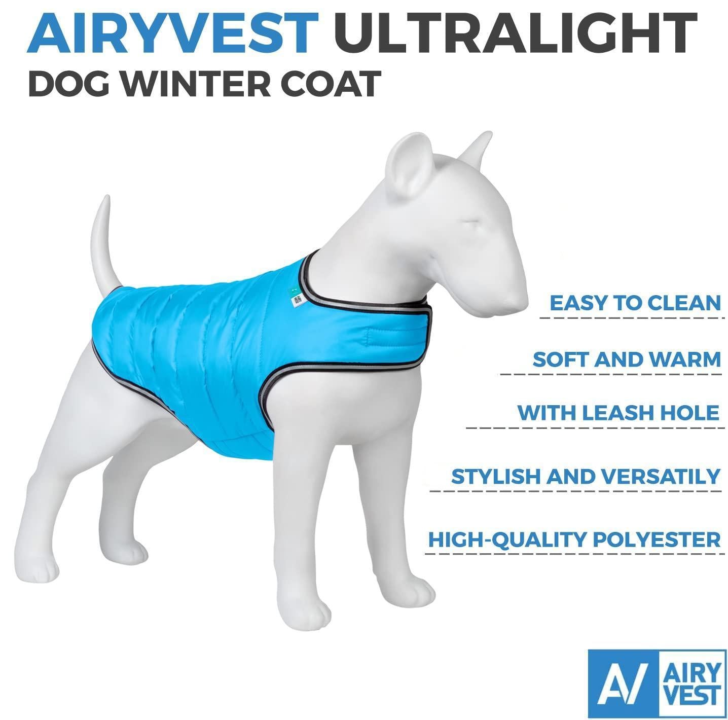 AiryVest Waterproof Dog Warm Puffer Jacket for Cold Weather  XXS  Blue For Pet With Love