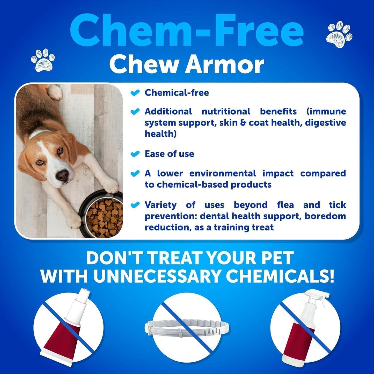 Artullano Natural Flea and Tick Supplement for Dogs. Flea and Tick Prevention Chewables with Vitamins B1, B6, B12.  Made in USA. (240 Chews. 2 Pack) For Pet With Love