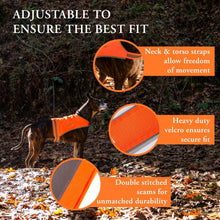 Load image into Gallery viewer, Lite Dog Vest. Coverage to Mid Back. Reflective Hi Visibility Blaze Orange
