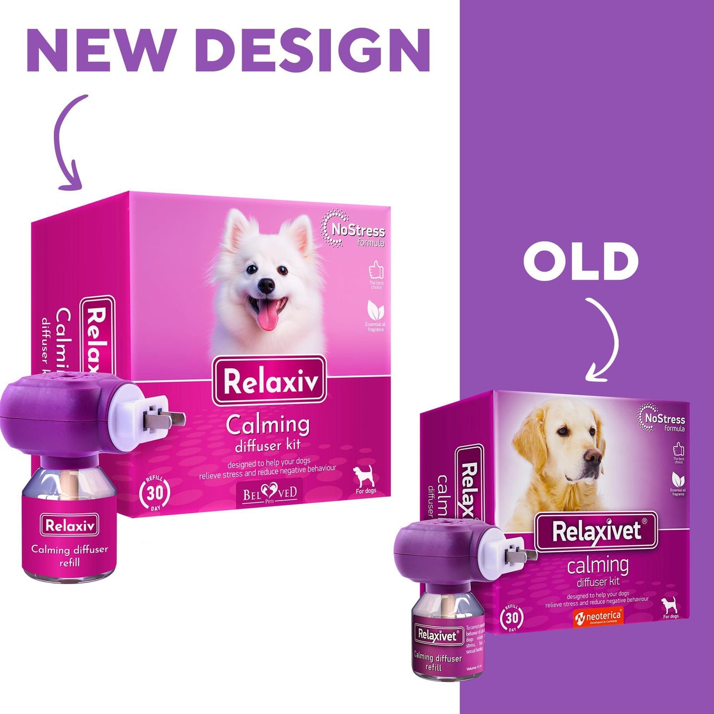 RELAXIVET Pet Separation Anxiety Relief & Calm Pheromones Diffuser Kit for Dogs For Pet With Love