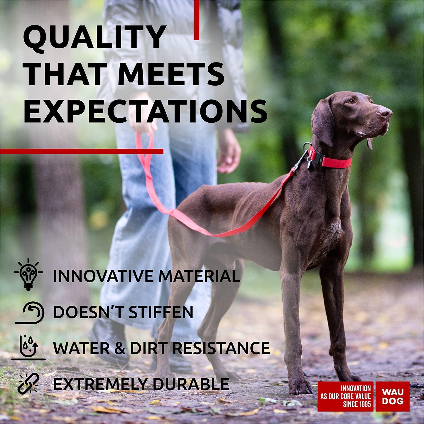 WAUDOG Waterproof Dog Leash 4 Ft   6 Ft   Anti Slip Dog Leash for Large Dogs For Pet With Love
