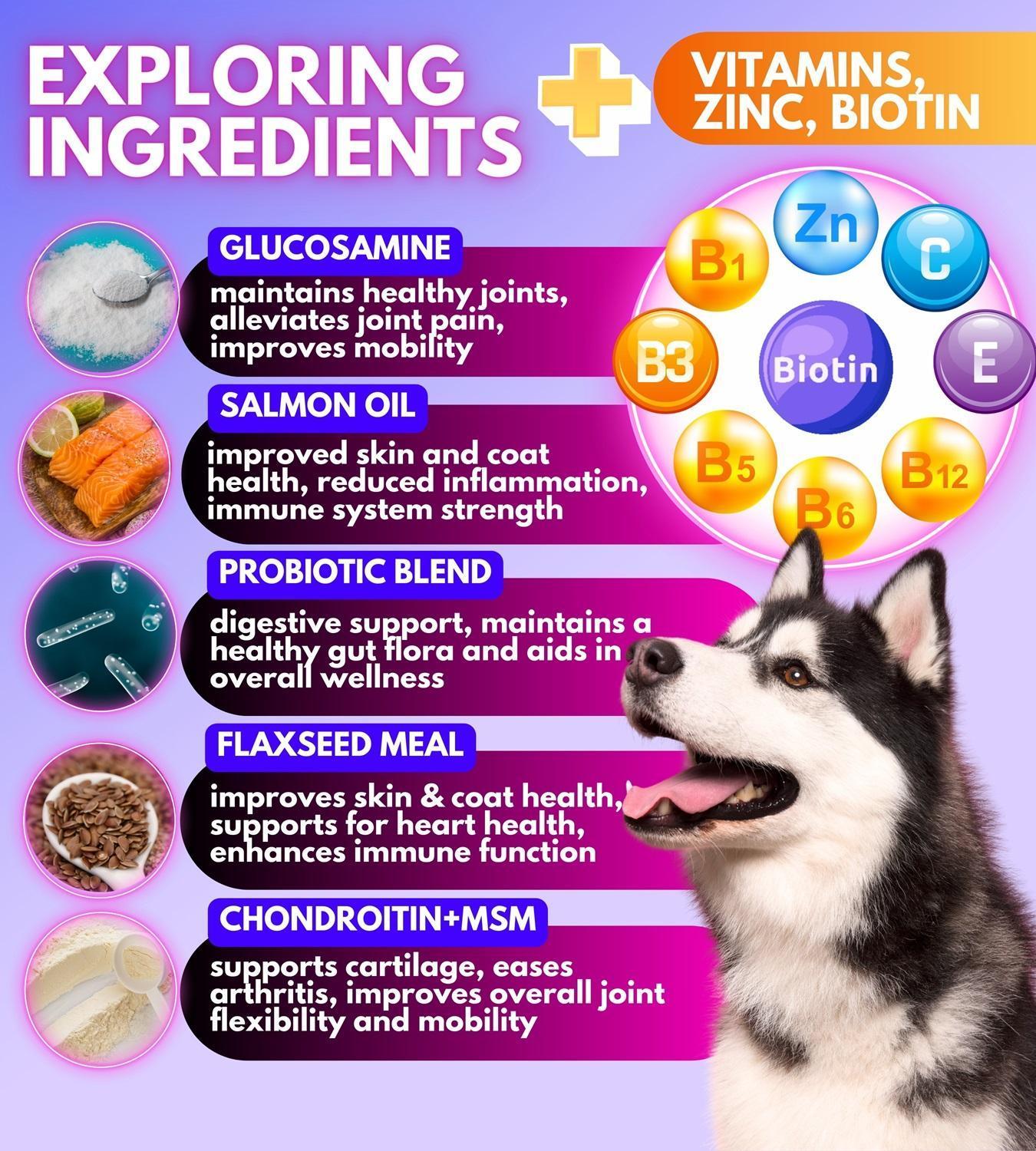 PAWIOUS Dog Multivitamin Chewable Supplement with Glucosamine 16in1 (120 Chews) For Pet With Love