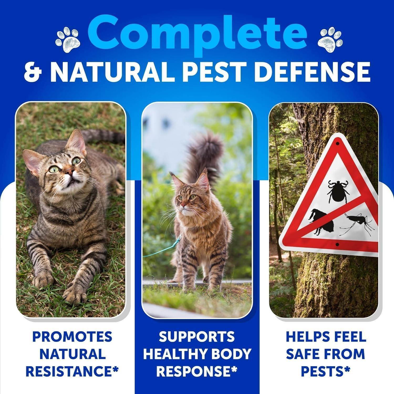 ARTULLANO Natural Flea and Tick Prevention Supplement for Cats. Chewable Daily Oral Pills with Vitamins (135 Soft Chews) Made in USA For Pet With Love