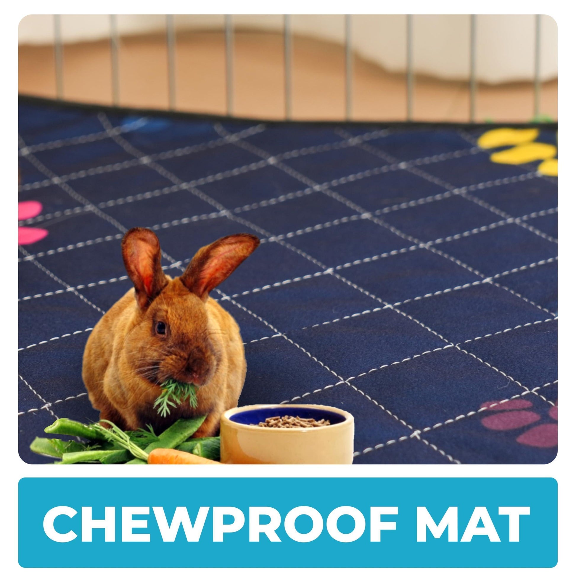 LUFTPETS Washable Cage Liner for MidWest Small Animal Habitats. Fast Drying, Leakproof & Absorbent. 24"X47" - BLUE For Pet With Love