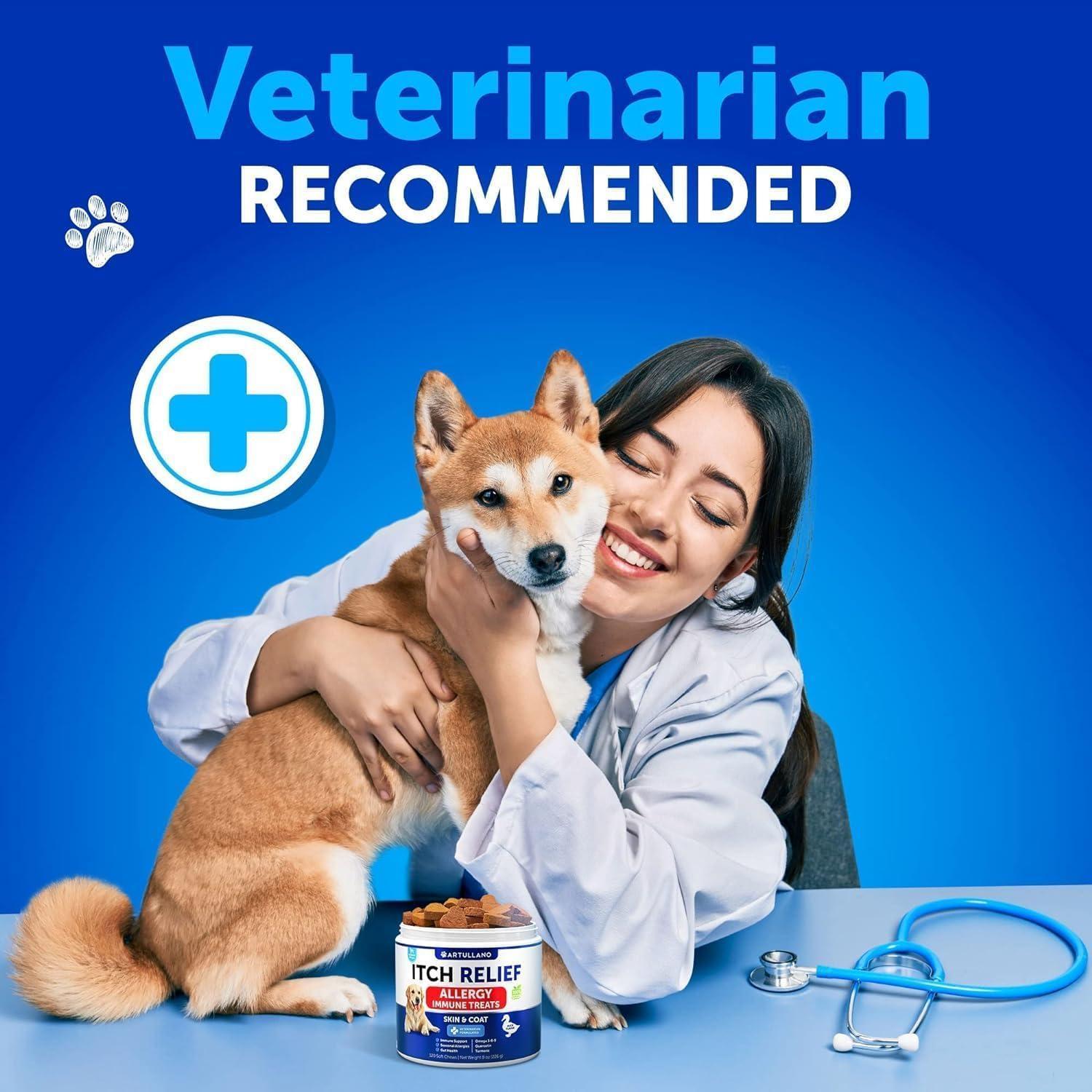 Artullano Canine Immune Health Supplement & Itch Relief for Dogs 120 Chews For Pet With Love