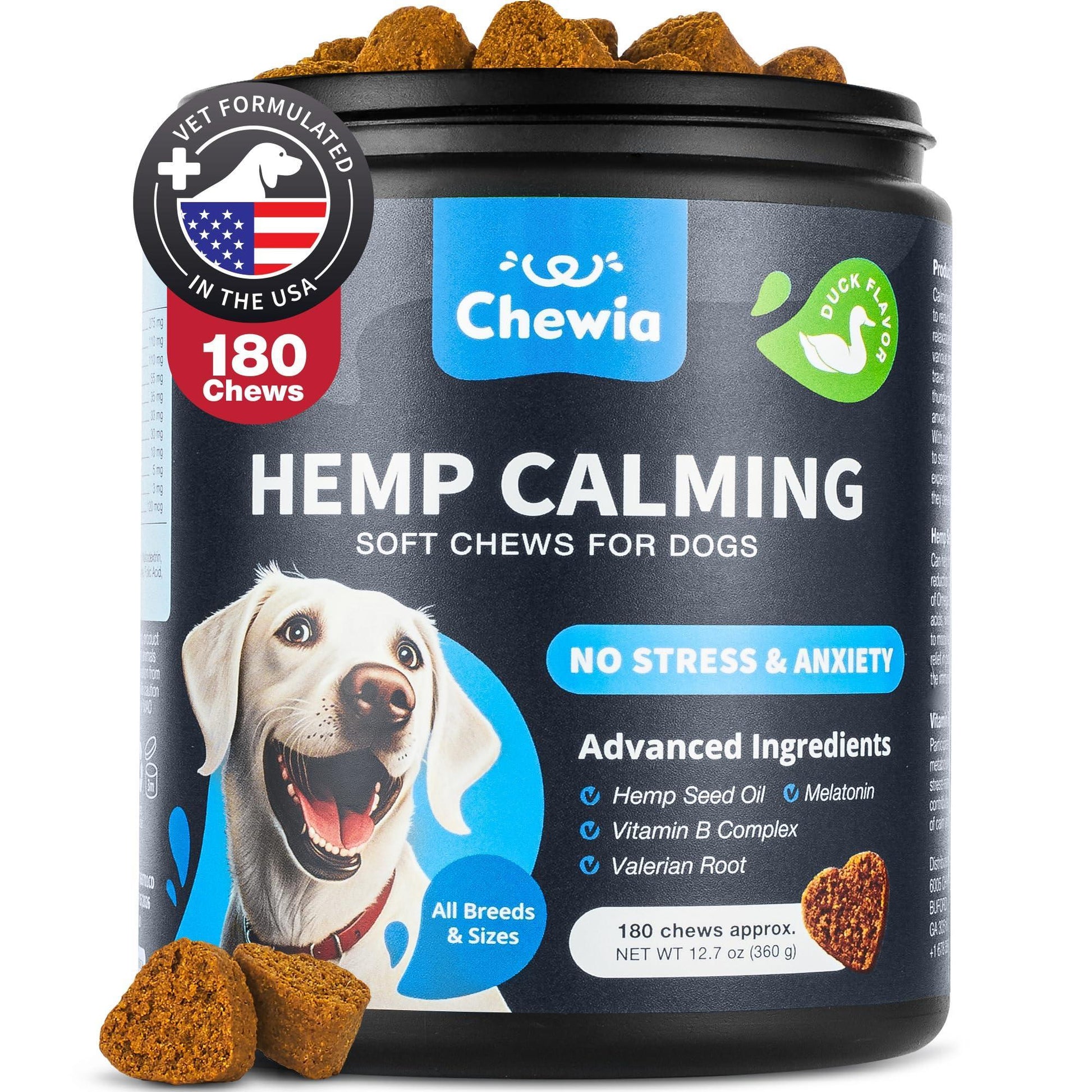 CHEWIA Canine Calming Supplement Chews for Dogs 180 Chews For Pet With Love