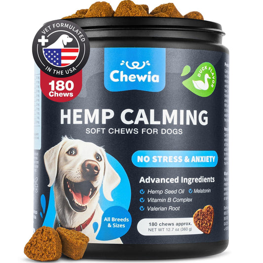 CHEWIA Canine Calming Supplement Chews for Dogs 180 Chews For Pet With Love