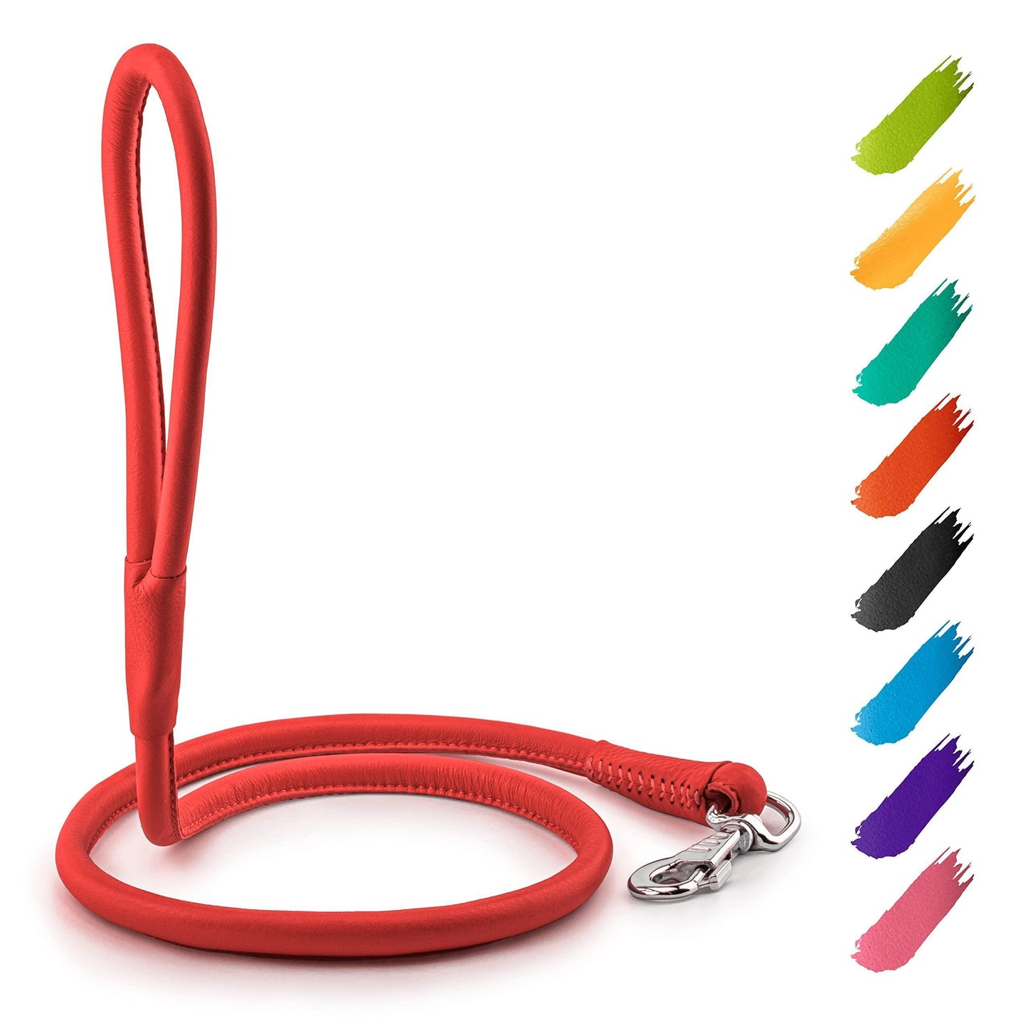 Rolled Leather Dog Leash 4Ft * 0.5 in for Small Medium and Large Dogs   Heavy For Pet With Love
