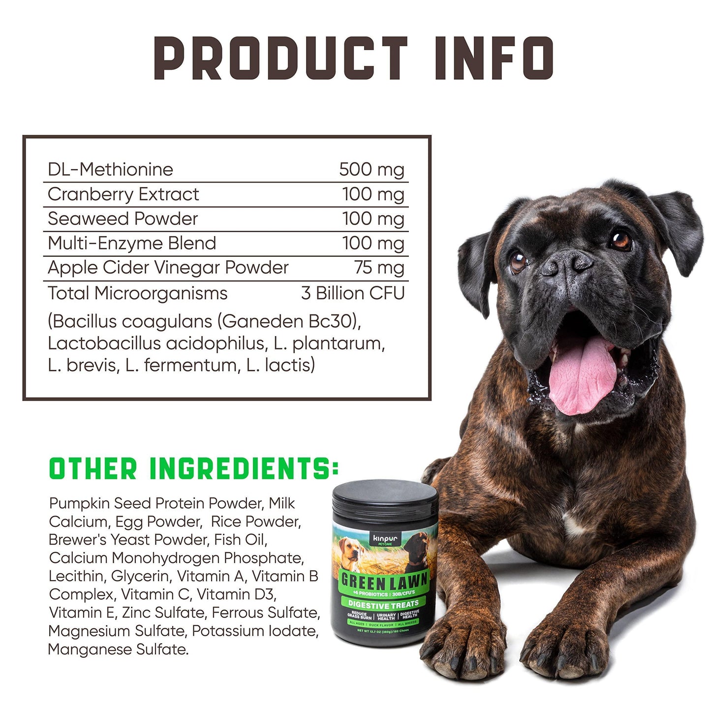 Kinpur Pet Care Cranberry Dog Urine Neutralizer for Lawn with Probiotics 180 Ct For Pet With Love