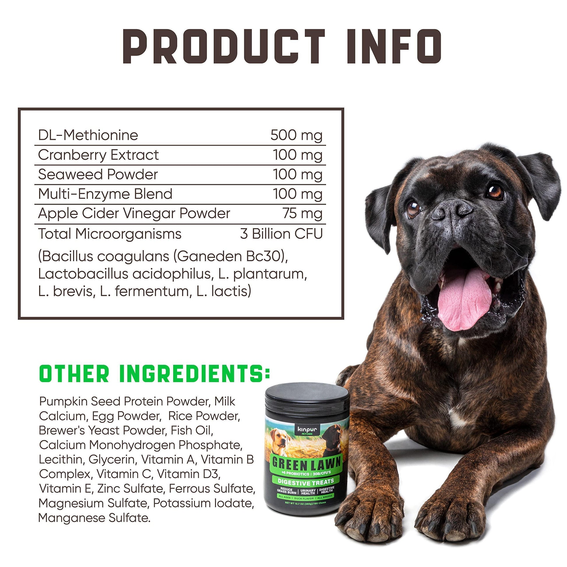Kinpur Pet Care Cranberry Dog Urine Neutralizer for Lawn with Probiotics 180 Ct For Pet With Love