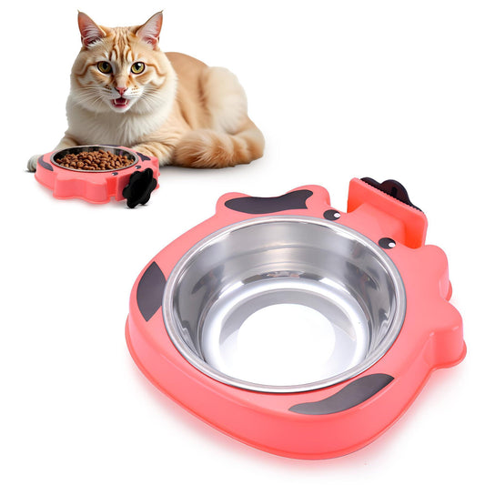Pink No Spill Crate Water Bow for Dogs, Cats, and Small Animals. 7.5x7.4x1.7 Inches. For Pet With Love