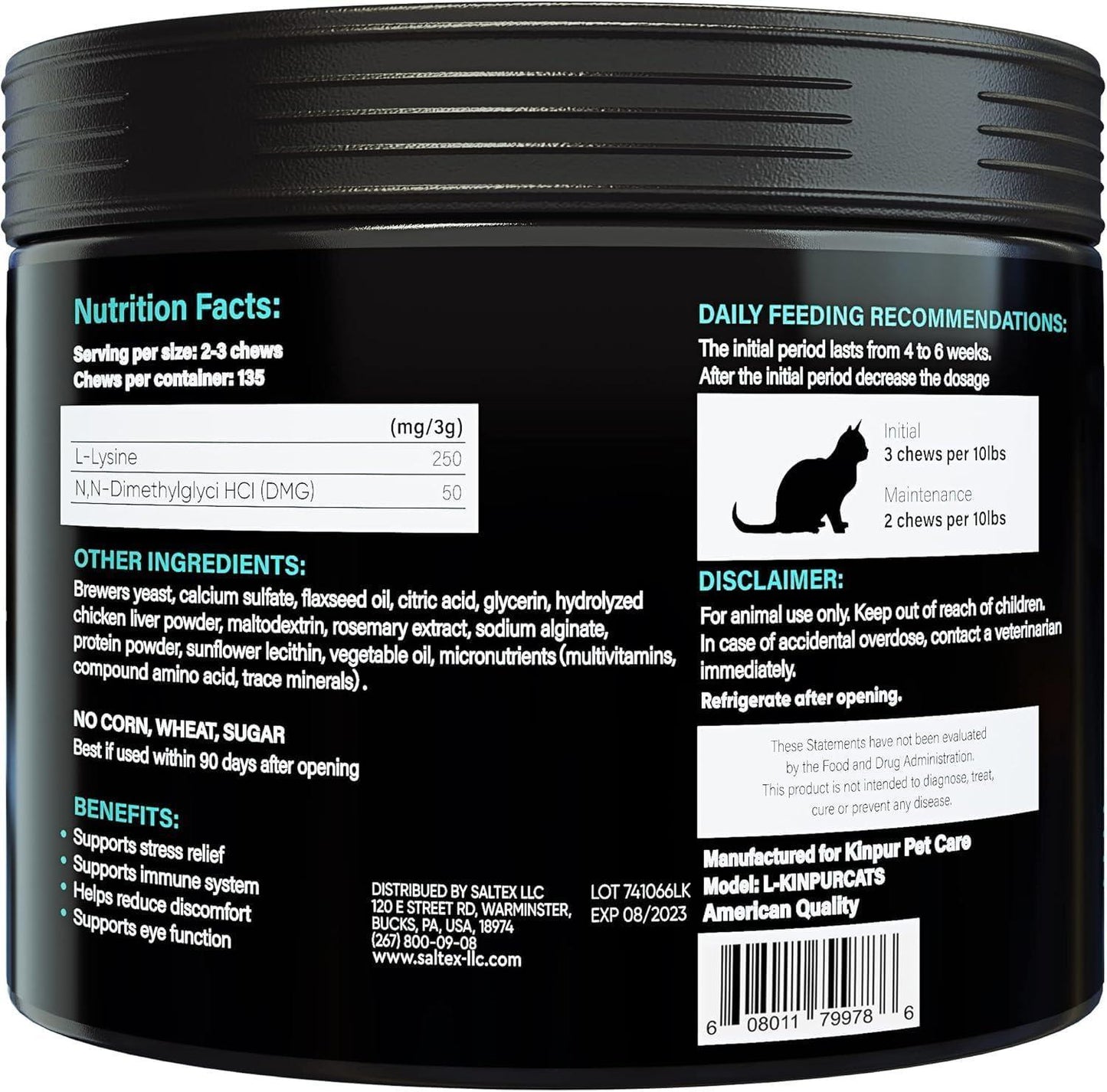 Kinpur Pet Care Lysine Cat Treats – Immune Support for Cats – Promotes Respiratory Health and Eye Function – Fortified with Vitamin B Calcium and Protein For Pet With Love