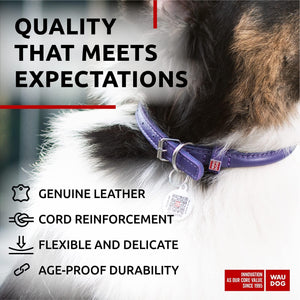 WAUDOG Ultra Soft Rolled Leather Dog Collar for Small Dogs   Soft Padded Dog