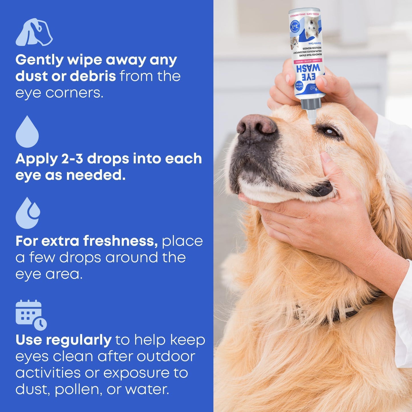 Beloved Pets Cat & Dog Eye Wash Drops & Tear Stain Remover 3.4 Oz For Pet With Love