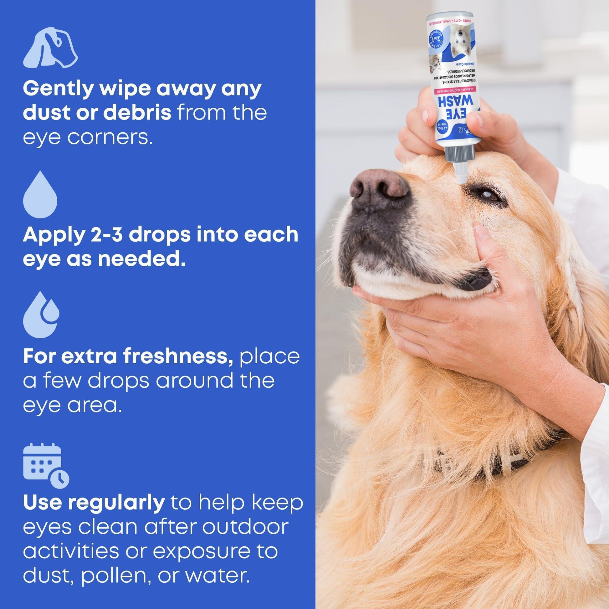 Beloved Pets Cat & Dog Eye Wash Drops & Tear Stain Remover 3.4 Oz For Pet With Love