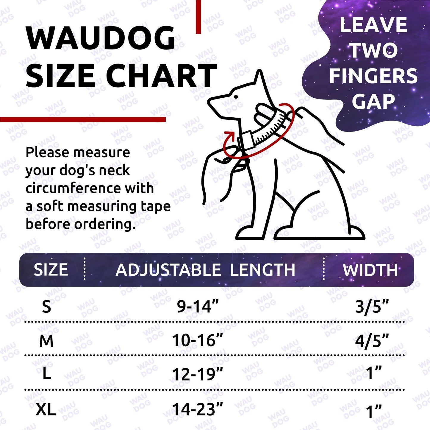 WAUDOG Adjustable Nylon Dog Collar with Durable Plastic Buckle and QR Dog Tag. SMALL (NASA-2 Print) For Pet With Love