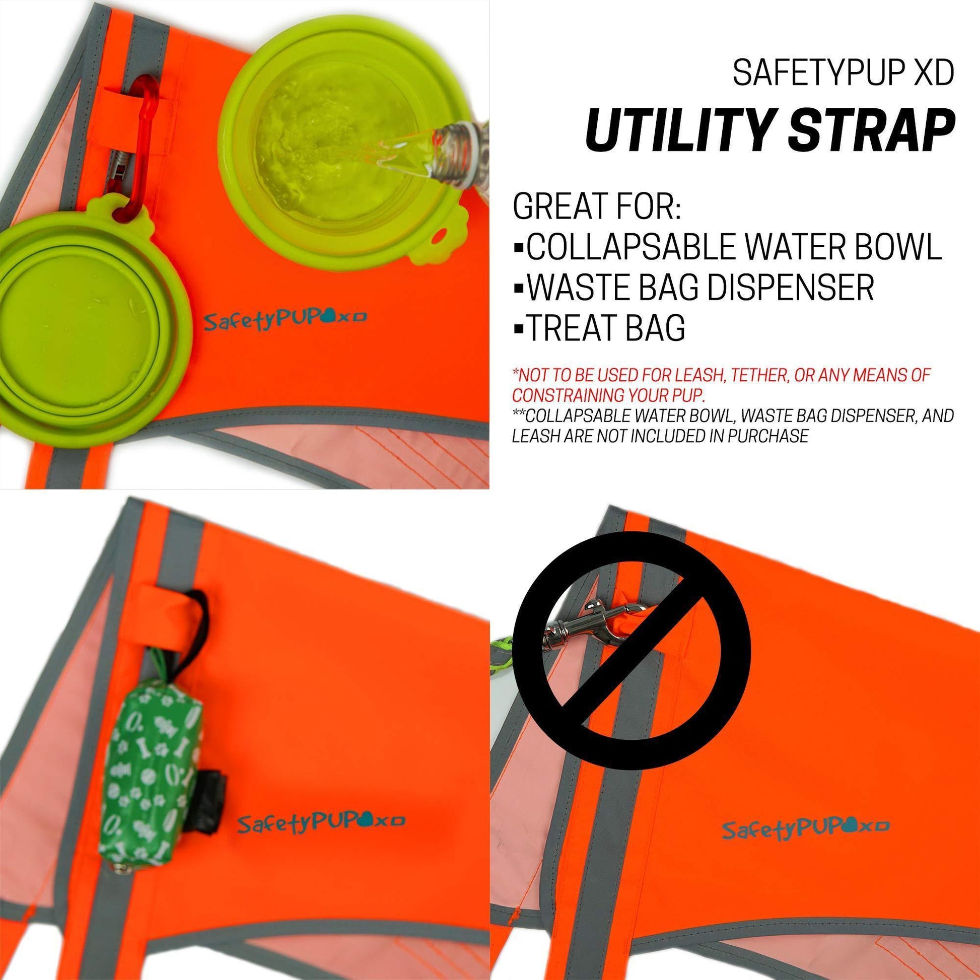 SafetyPUP XD Reflective HiVis Blaze Orange Fluorescent Dog Safety Vest (MEDIUM) For Pet With Love