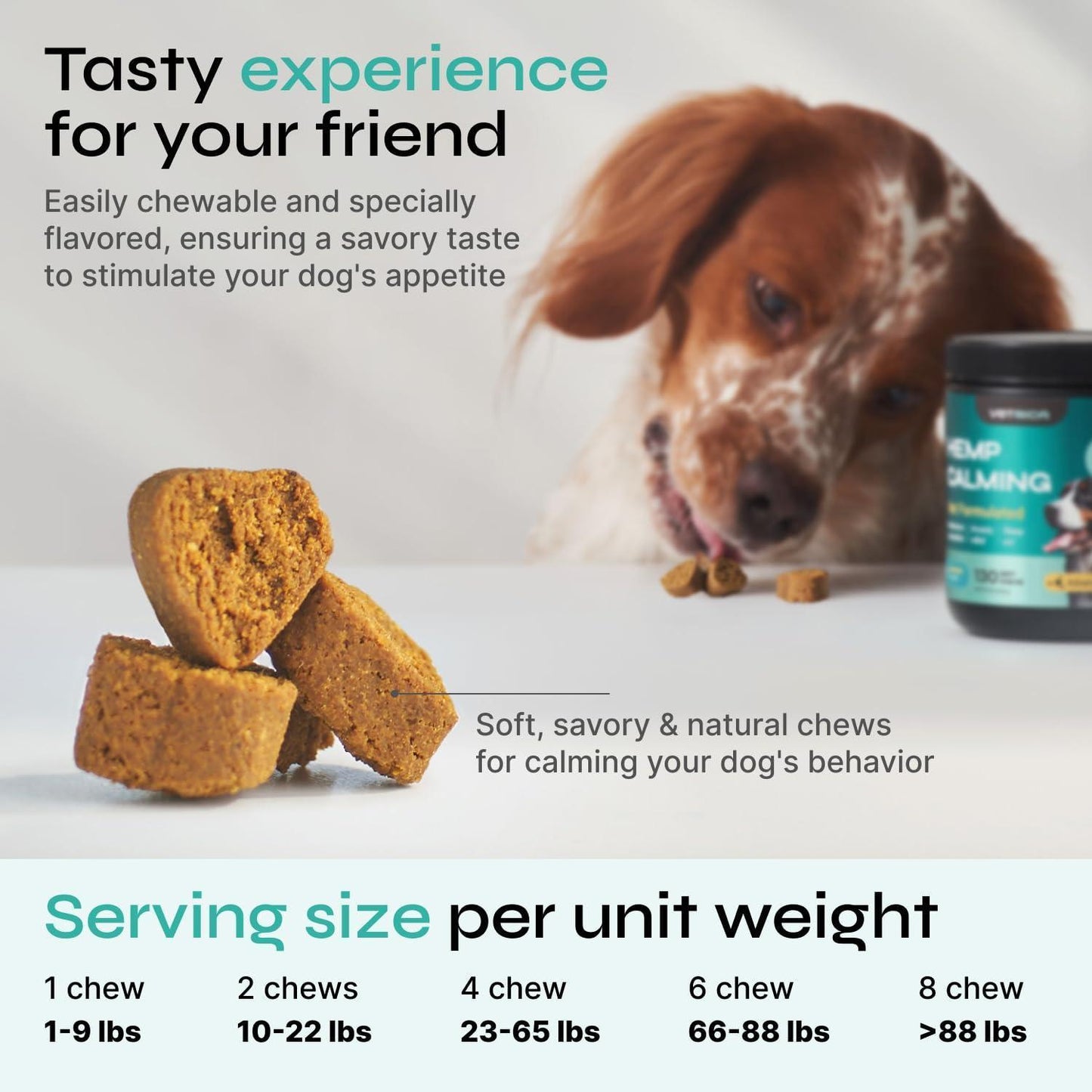 Vetrica Hemp Calming Chews for Dogs w/Chamomile Extract 180 Chews (Beef Flavor) For Pet With Love