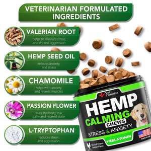 Vet Promise Hemp Oil Anxiety Relief Calming Chews for Dogs 120 Treats