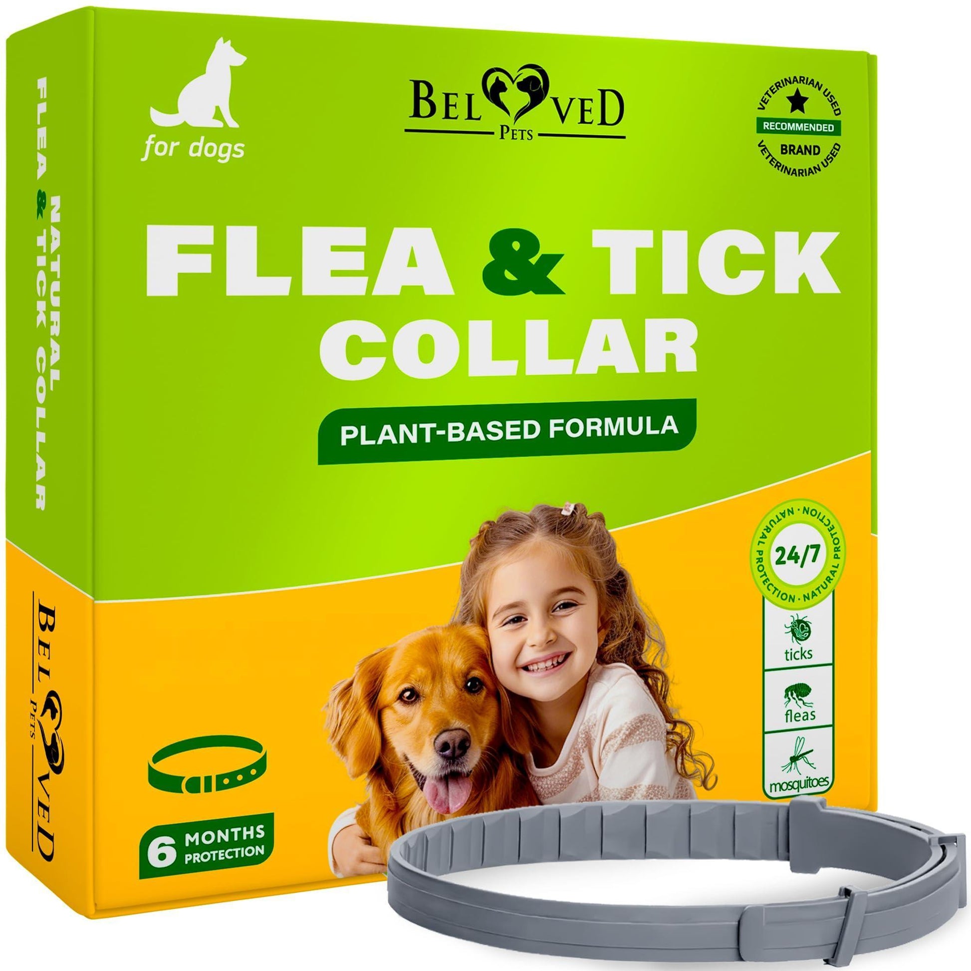 Beloved Pets Natural Anti Fleas and Ticks Essential Oil Repellent Collar for Dogs. 6 Months Control of Best Prevention & Safe Treatment. Pack of 1. For Pet With Love