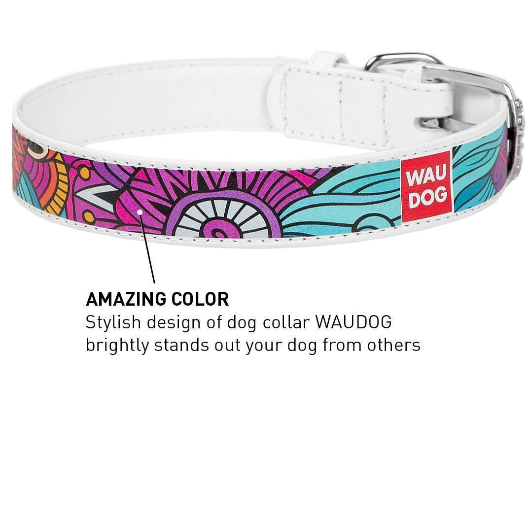 WAUDOG Design Leather Dog Collar for Dogs (Summer Print)  7 1/5" - 9 2/5" Neck X 1/2" Wide For Pet With Love