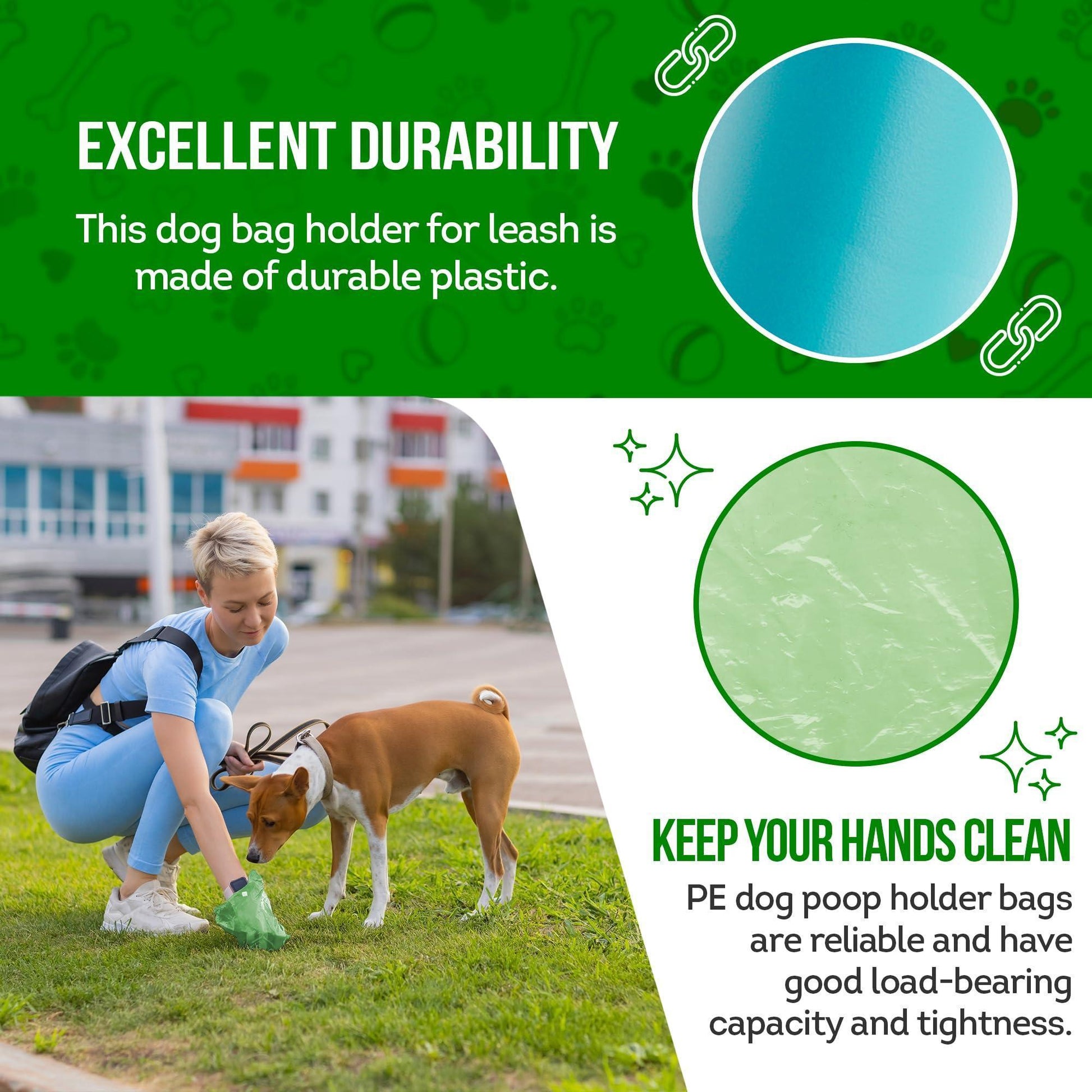 Dog Waste Bag Dispenser with 4 Rolls of 15 Bags For Pet With Love