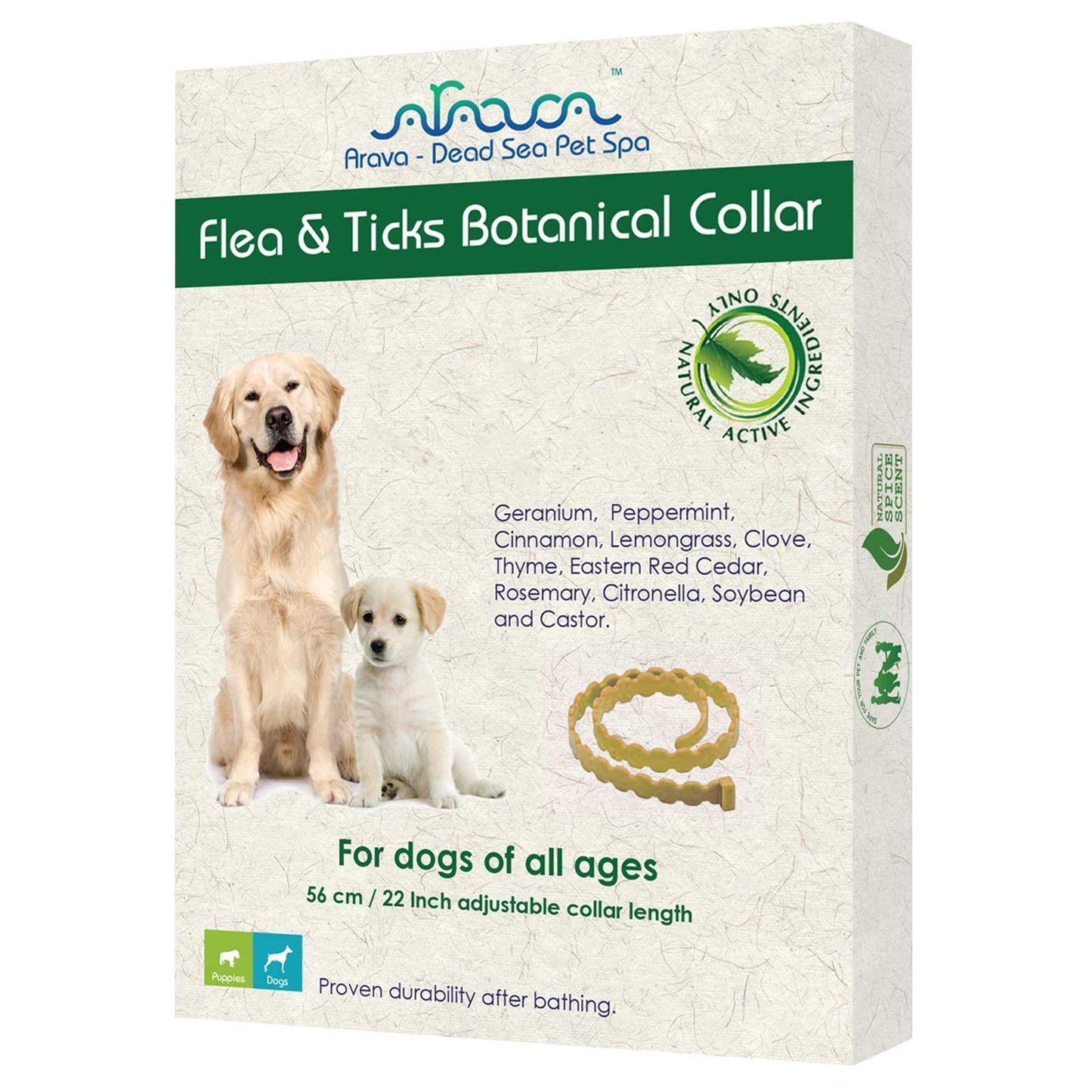 Arava Flea & Tick Collar for Dogs & Puppies  - Length 22'' For Pet With Love