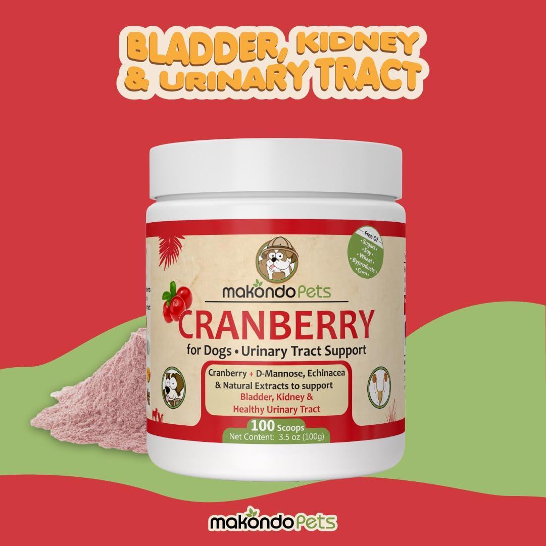 Makondo Pets Cranberry Natural UTI Treatment & Kidney Support Supplement for Dogs (3.53 Oz) For Pet With Love