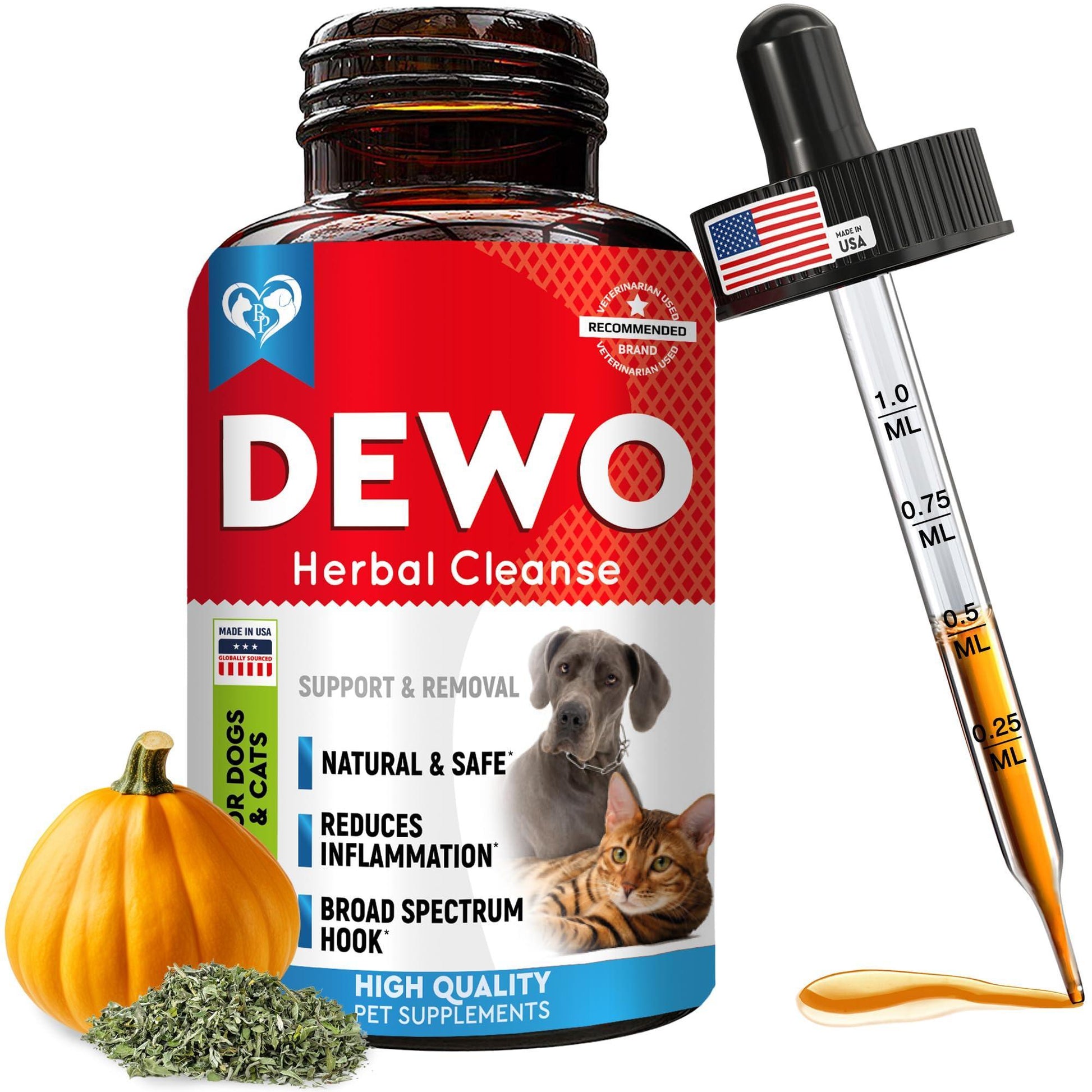 Beloved Pets Liquid Herbal Medicine & Natural Broad Spectrum DEWO Treatment 2 Oz For Pet With Love