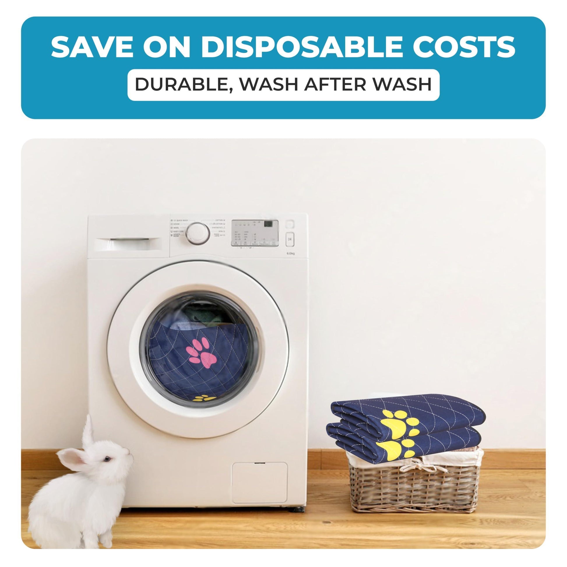 LUFTPETS Washable Cage Liner for MidWest Small Animal Habitats. Fast Drying, Leakproof & Absorbent. 24"X47" - BLUE For Pet With Love